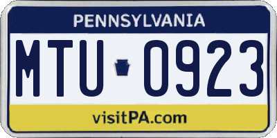 PA license plate MTU0923