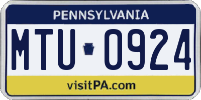 PA license plate MTU0924