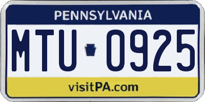PA license plate MTU0925