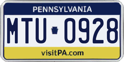 PA license plate MTU0928