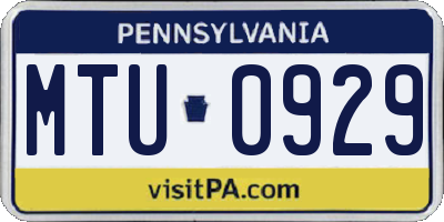 PA license plate MTU0929