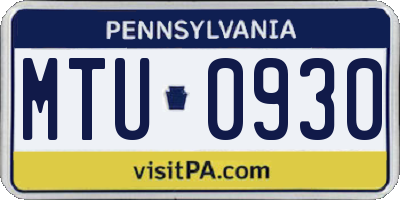 PA license plate MTU0930