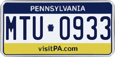 PA license plate MTU0933