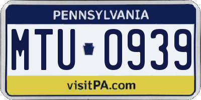 PA license plate MTU0939