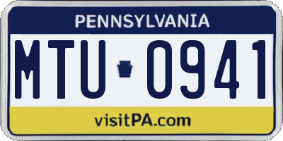 PA license plate MTU0941