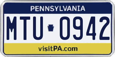 PA license plate MTU0942