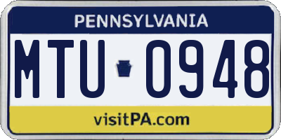 PA license plate MTU0948