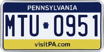 PA license plate MTU0951