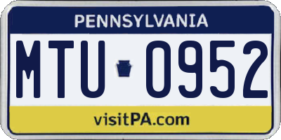PA license plate MTU0952