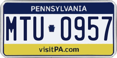 PA license plate MTU0957