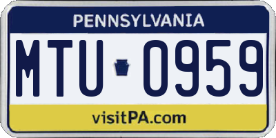 PA license plate MTU0959