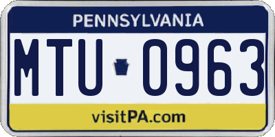 PA license plate MTU0963