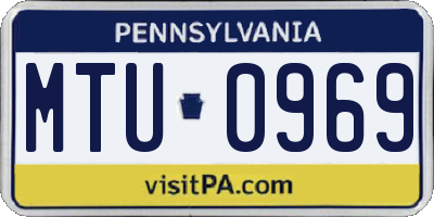 PA license plate MTU0969