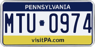 PA license plate MTU0974
