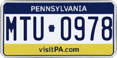 PA license plate MTU0978