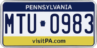 PA license plate MTU0983