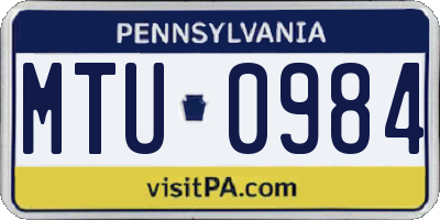 PA license plate MTU0984
