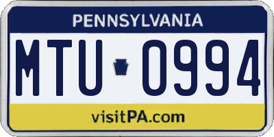PA license plate MTU0994