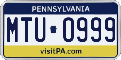 PA license plate MTU0999