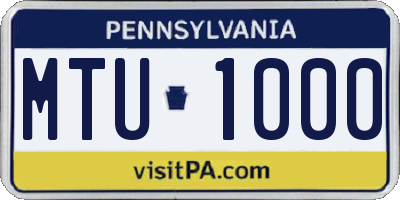 PA license plate MTU1000