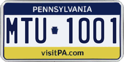 PA license plate MTU1001