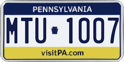 PA license plate MTU1007