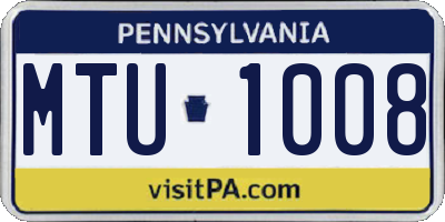 PA license plate MTU1008