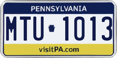 PA license plate MTU1013