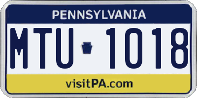 PA license plate MTU1018