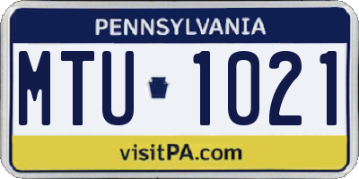 PA license plate MTU1021