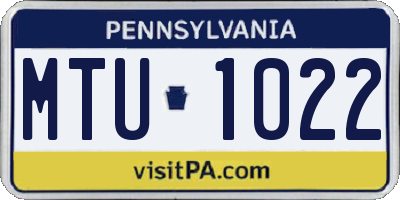 PA license plate MTU1022