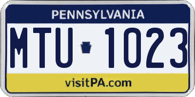 PA license plate MTU1023