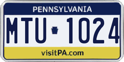 PA license plate MTU1024
