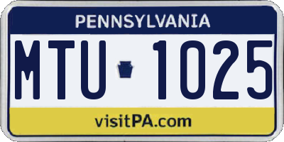 PA license plate MTU1025