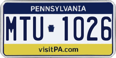 PA license plate MTU1026