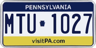 PA license plate MTU1027