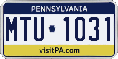 PA license plate MTU1031