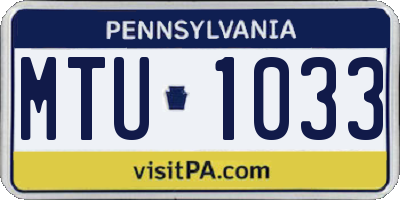 PA license plate MTU1033