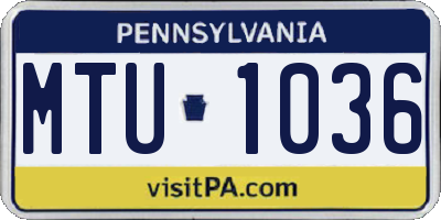 PA license plate MTU1036