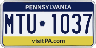 PA license plate MTU1037