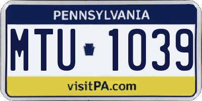 PA license plate MTU1039
