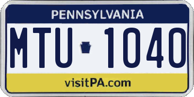 PA license plate MTU1040