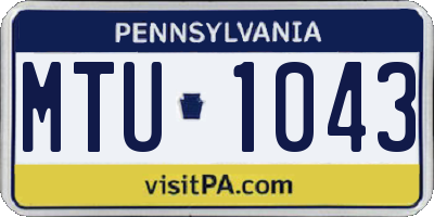 PA license plate MTU1043