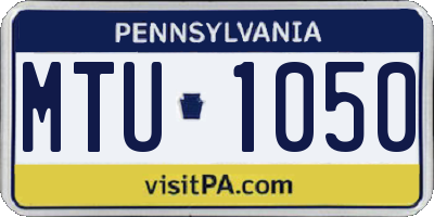 PA license plate MTU1050