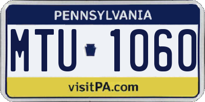 PA license plate MTU1060
