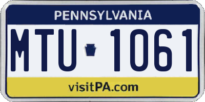 PA license plate MTU1061