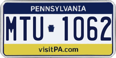 PA license plate MTU1062