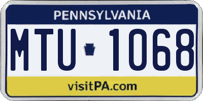 PA license plate MTU1068