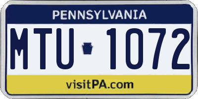 PA license plate MTU1072