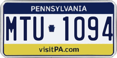 PA license plate MTU1094